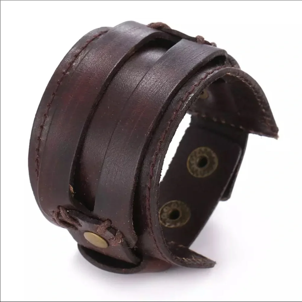 🌟🌟 Genuine Leather Double Wide Bracelet